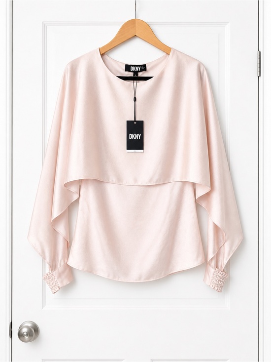 Dkny Tops - DKNY Pale Blush Satin Overlay Top Sz XS